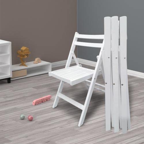 CARBRO Furniture Slatted Wood Folding Special Event Chair - White Set of 4 Folding Chair Foldable Style,White