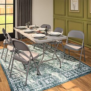 CoscoProducts COSCO All- Steel Folding Chair, 4-Pack, Gray