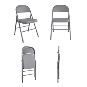 CoscoProducts COSCO All- Steel Folding Chair, 4-Pack, Gray