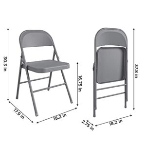 CoscoProducts COSCO All- Steel Folding Chair, 4-Pack, Gray