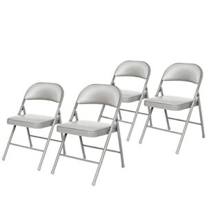 oef furnishings (4 pack) vinyl padded steel folding chairs, grey