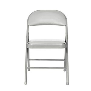 OEF Furnishings (4 Pack) Vinyl Padded Steel Folding Chairs, Grey