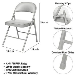 OEF Furnishings (4 Pack) Vinyl Padded Steel Folding Chairs, Grey