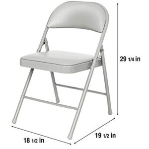 OEF Furnishings (4 Pack) Vinyl Padded Steel Folding Chairs, Grey