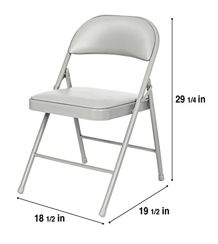 OEF Furnishings (4 Pack) Vinyl Padded Steel Folding Chairs, Grey