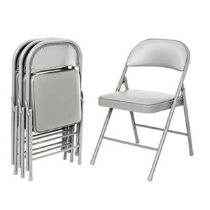 OEF Furnishings (4 Pack) Vinyl Padded Steel Folding Chairs, Grey