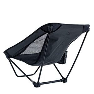 iClimb Low Ultralight Compact Camping Folding Chair with Side Pocket and Carry Bag (Black)