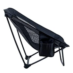 iClimb Low Ultralight Compact Camping Folding Chair with Side Pocket and Carry Bag (Black)