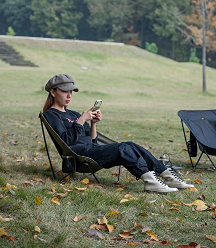 iClimb Low Ultralight Compact Camping Folding Chair with Side Pocket and Carry Bag (Black)