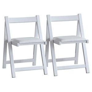 funrolux wooden folding dining chairs with padded seats 2 pack foldable chair for kitchen table event party garden indoor - 268lb weight capacity (white)