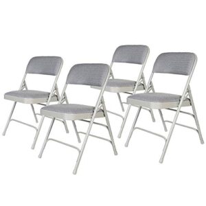 oef furnishings premium fabric upholstered steel folding chairs, 4 pack, grey