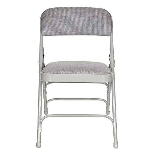 OEF Furnishings Premium Fabric Upholstered Steel Folding Chairs, 4 Pack, Grey