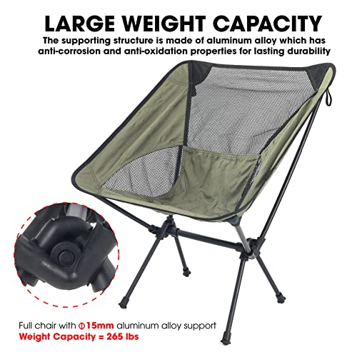 Lightweight Portable Folding Camping Chair Compact Beach Camp Chairs for Adults Foldable Backpacking Chair Outdoor Chair for Camping Hiking Lawn Picnic Outside Travel (Green)