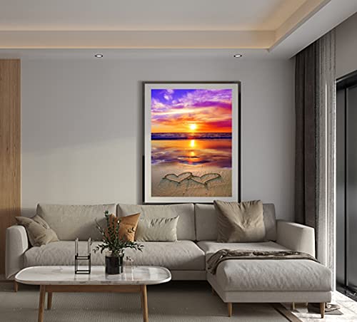 CHWGLFGG 4 Pack Diamond Painting Kits for Adults Beginners,DIY 5D Beach Landscape Diamond Art Kits,Round Full Drill Seaside Sunset Scenery Gem Art Kit,Home Wall Decor 9.8 x 13.8 Inch