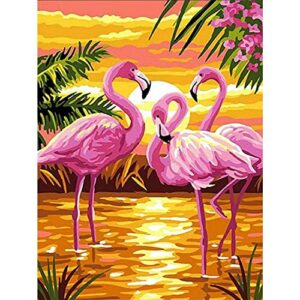 lykeji 5d diy full drill round diamond painting kits,flamingo pattern for adults and beginner diamond arts craft,home decoration and room wall decor,gift for friends and family