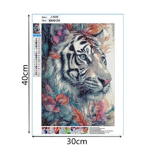 5D Diamond Art Painting Kits, Diamond Art Kits for Adults and Kids, Full Drill Diamond Rhinestone Arts Craft Picture Embroidery Painting by Numbers for Home Wall Decor, 11.8 x 15.75 inch (White tiger)