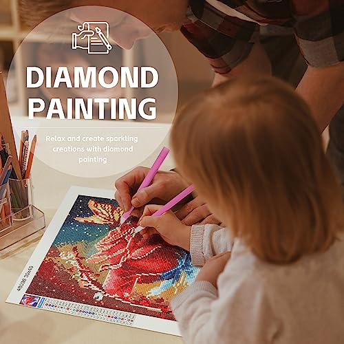 Buewutiry Butterfly Rose Diamond Painting Kits for Adults, Flower DIY 5D Diamond Art Kits for Adults, DIY Full Drill Diamond Dots Paintings Craft for Home Wall Art Decor (12x16 Inch)