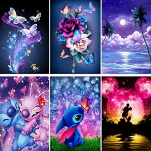 umbalir 6 pack diamond painting kits for adults & kids, 14" x 18" diamond art kits, diy 5d diamond dotz crafts cartoon images are used for home décor