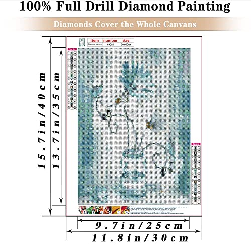 VIGEGU Diamond Painting Kits for Adults - 5D Diamond Art Kits for Adults Kids Beginner,DIY Flowers Full Drill Diamond Dots Gem Art Crafts for Home Wall Decor 12x16inch