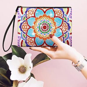 2 Pieces Mandala DIY Diamond Painting Purses 5D DIY Diamond Painting Handbag Handmade Diamond Art Wristlet Clutch Bag with Zipper for Women Girls Art Craft Makeup Gift (Elegant)