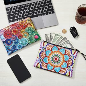 2 Pieces Mandala DIY Diamond Painting Purses 5D DIY Diamond Painting Handbag Handmade Diamond Art Wristlet Clutch Bag with Zipper for Women Girls Art Craft Makeup Gift (Elegant)