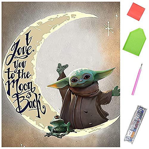 YIDUOART Diamond Painting Kits Yoda 5D DIY Diamond Painting Art Kits for Kids Adults, Full Drill Round Diamond Gem Art Kit Painting, Perfect for Home Wall Decor, 12 x 16 inch C