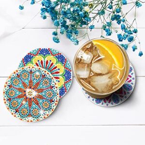 TRRCEPOS Diamond Painting Coasters Kit, 8 Pieces Diamond Painting Coasters with Holder, DIY Diamond Art Coasters for Beginners, Kids (Diamond Drawing C)