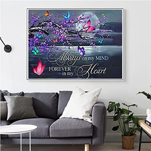 5D Diamond Painting Kits for Adults and Kids, Rhinestone Diamond Arts Kits for Beginners ， DIY 5D Diamond Painting Used for Home Wall Decor Gift Moon Butterfly (14X18 inch)