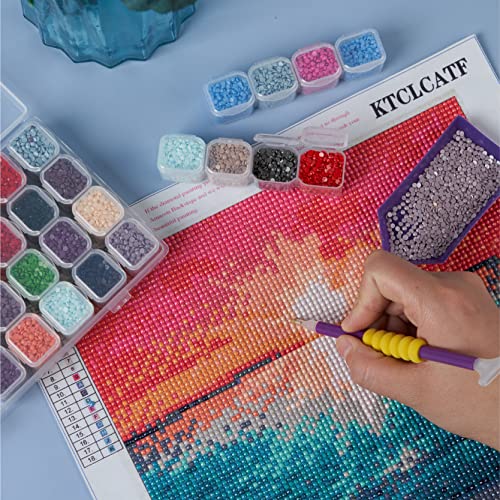 56PCS DIY Diamond Painting Tools and Accessories Kits Multiple Sizes Painting Pens for Adults to Make Diamond Art Craft Tweezers Glue Diamond Correction 28 Girds Storage Box