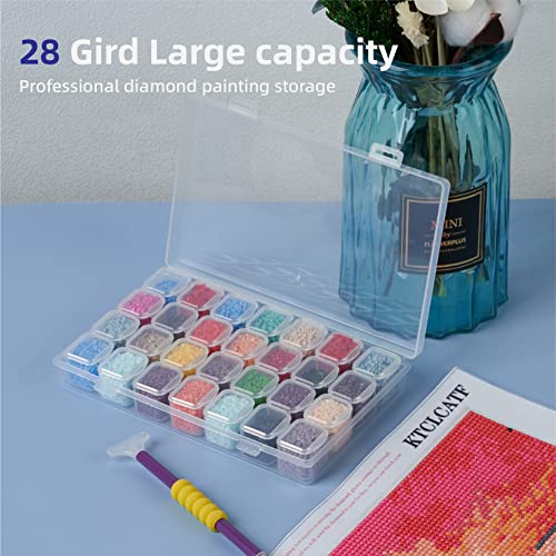 56PCS DIY Diamond Painting Tools and Accessories Kits Multiple Sizes Painting Pens for Adults to Make Diamond Art Craft Tweezers Glue Diamond Correction 28 Girds Storage Box