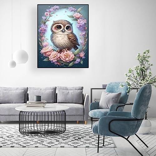 Eterkosu Owl Diamond Painting Kits for Adults Beginners - 5D Animals Full Drill Round Diamond Art Kits Diamond Dots Paintings with Diamonds Rose Flowers Gem Art Rhinestones Picture Crafts Home Decor