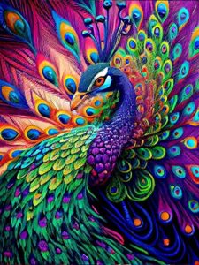 suyaloo 5d diamond painting kits for adults - peacock diamond art kits for adults kids beginner,diy animals round full drill paintings with diamonds gem art for adults home wall decor 11.8x15.7inch