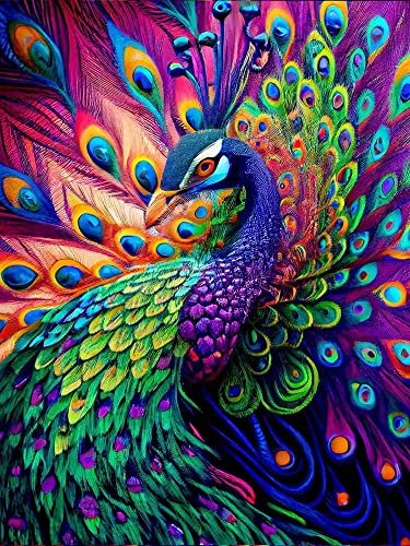 Suyaloo 5D Diamond Painting Kits for Adults - Peacock Diamond Art Kits for Adults Kids Beginner,DIY Animals Round Full Drill Paintings with Diamonds Gem Art for Adults Home Wall Decor 11.8x15.7inch