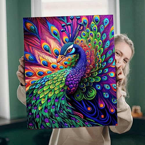 Suyaloo 5D Diamond Painting Kits for Adults - Peacock Diamond Art Kits for Adults Kids Beginner,DIY Animals Round Full Drill Paintings with Diamonds Gem Art for Adults Home Wall Decor 11.8x15.7inch