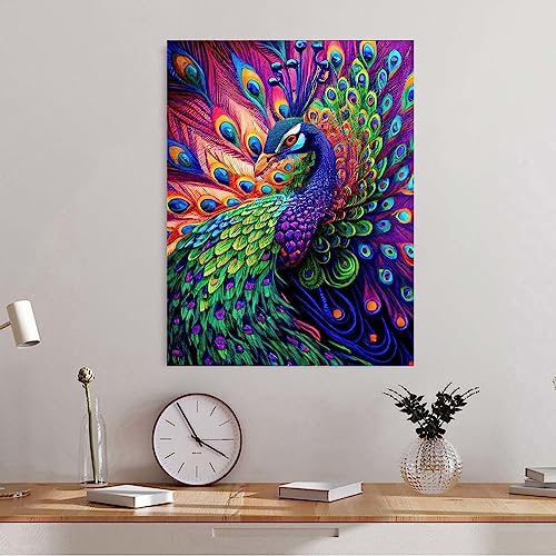 Suyaloo 5D Diamond Painting Kits for Adults - Peacock Diamond Art Kits for Adults Kids Beginner,DIY Animals Round Full Drill Paintings with Diamonds Gem Art for Adults Home Wall Decor 11.8x15.7inch