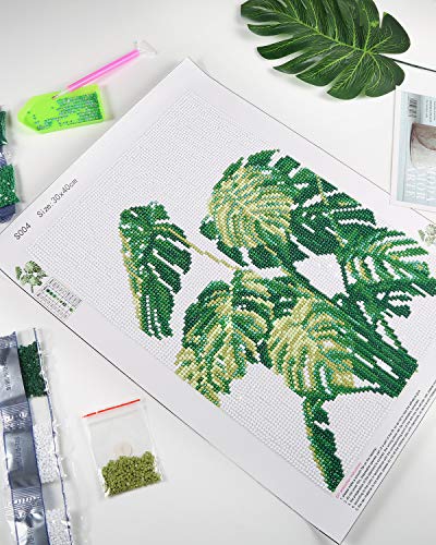 PP OPOUNT 6 Pack 5D Diamond Painting Kits for Adults, Green Plants Full Drill Round Diamond Cross Stitch Diamond Painting by Number Kits for Home Wall Decor(11.8x15.7 inch, Patent Product)