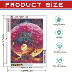 JFYHAB Moon Tree Diamond Painting Kits,Diamond Art Painting Kits for Adults,Full Round Drill Diamond Art Paint by Numbers Tree of Life Diamonds Gem Art Drill Home Decoration 12 * 16