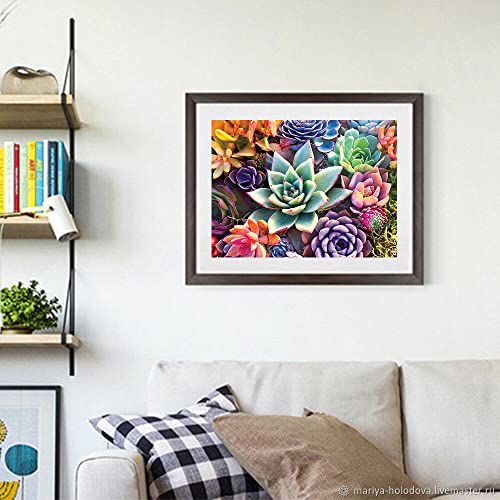 Succulent Diamond Painting Kits for Adults - 5D Diamond Art Kits for Adults Kids Beginner,DIY Flowers Full Drill Paintings with Diamonds Gem Art for Adults Home Wall Decor 11.8x15.7inch