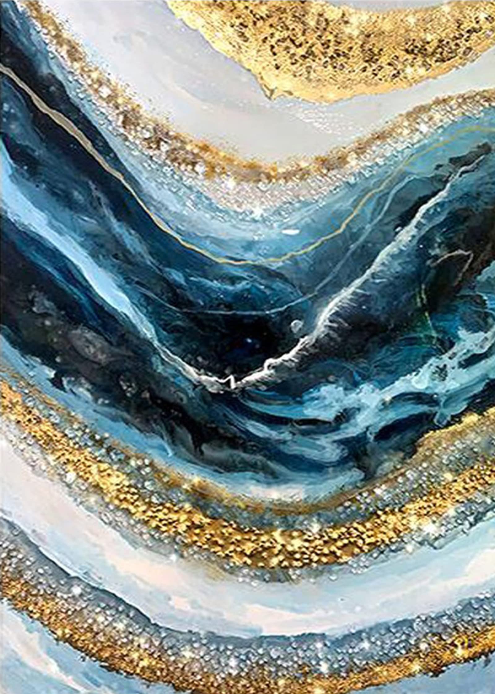 JATOK Abstract 5D Diamond Painting Kits for Adults Landscape Wave Paint with Diamonds Full Round Embroidery Pictures Arts Kits Diamond Art Kits for Home Wall Decor 11.8x15.7in