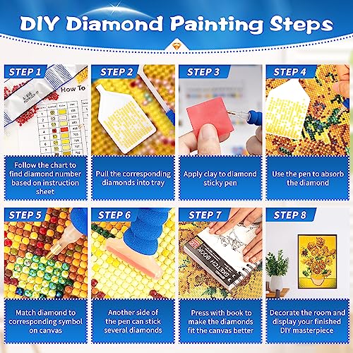 FIXSMITH Diamond Painting Kits, Sunflower Diamond Art Painting Kits for Adults Kids Beginners,12x16 inch,Full Drill DIY Art Paintings Kit,Ideal Gifts for Family Friends,Perfect for Home Wall Art Decor