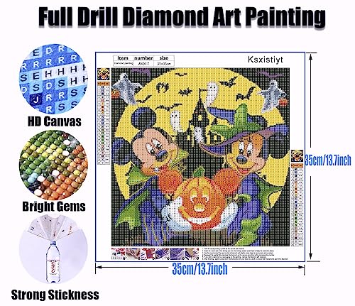 Halloween Diamond Art Painting Kits for Adults - Full Drill Diamond Dots Paintings for Beginners, Round 5D Paint with Diamonds Pictures Gem Art Painting Kits DIY Adult Crafts Kits 13.7x13.7inch