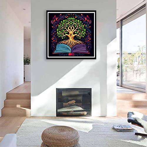 Ginfonr 5D DIY Mosaic Diamond Painting Kits Tree of Life Full Drill, Paint with Diamonds Art Book Cross Stitch Embroidery Rhinestone Craft for Home Office Wall Decor 14x14 Inch