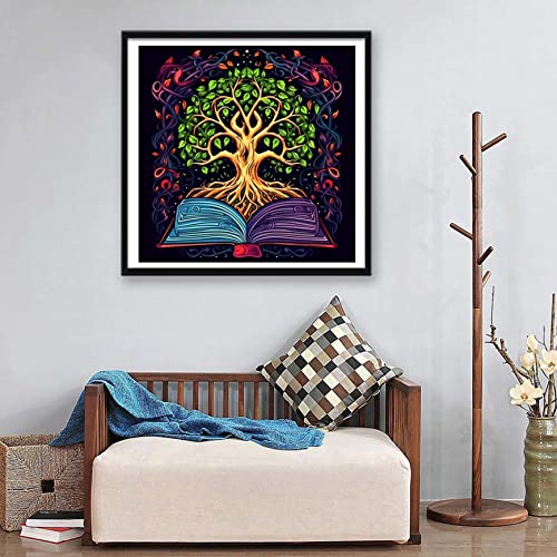 Ginfonr 5D DIY Mosaic Diamond Painting Kits Tree of Life Full Drill, Paint with Diamonds Art Book Cross Stitch Embroidery Rhinestone Craft for Home Office Wall Decor 14x14 Inch