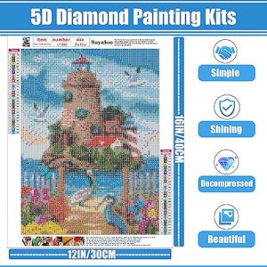 5D Diamond Painting Kits for Adults - Flowers Diamond Art Kits for Adults Kids Beginner,DIY Beach and Seabirds Full Drill Paintings with Diamonds Gem Art for Adults Home Wall Decor 11.8x15.7inch