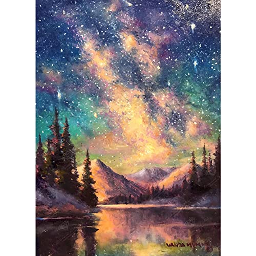 DIAMOND ART CLUB Starry Night- Night Music 5D Diamond Painting Kit, Star Diamond Canvas, Square Diamond Art for Adults and Kids, 13" x 18" (33 x 46 cm)