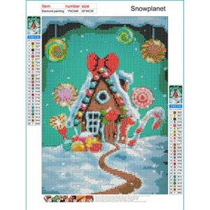 Christmas Diamond Painting Kits,Candy Snow House Diamond Art Kits for Adults, Full Drill 5d Diamond Dots Kits Gem Art for Adults Wall Home Decor-YNC046