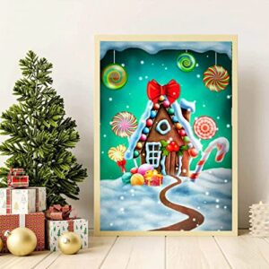 Christmas Diamond Painting Kits,Candy Snow House Diamond Art Kits for Adults, Full Drill 5d Diamond Dots Kits Gem Art for Adults Wall Home Decor-YNC046