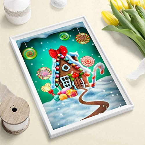 Christmas Diamond Painting Kits,Candy Snow House Diamond Art Kits for Adults, Full Drill 5d Diamond Dots Kits Gem Art for Adults Wall Home Decor-YNC046