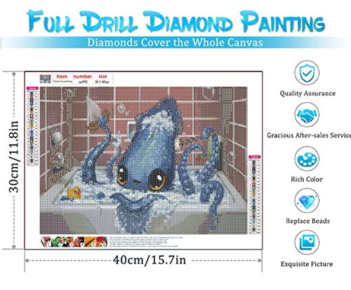 PJOESL Diamond Painting Kits,5D Diamond Art Kits Full Drill Diamond Painting Kits for Adults Kids Beginner,DIY Octopus Bathing Diamond Painting Kits Perfect for Home Wall Decor Gifts 15.7x11.8inch