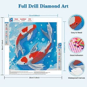 RICUVED Diamond Painting Kits for Adults, Koi Fish 5D Diamond Art Painting Kits Full Round Drill Diamond Dots Art Painting Kits, Diamond Painting for Gift Home Wall Decor 12x12 Inch